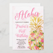 Elegant Aloha Pineaple Erste Geburtstagsparty Einladung (Vorne/Hinten)