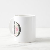 Elegant Alphabet Coffee Cup with Pink Rose Design Kaffeetasse (Vorderseite Links)