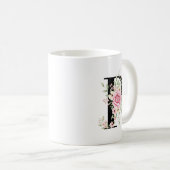 Elegant Alphabet Coffee Cup with Pink Rose Design Kaffeetasse (VorderseiteRechts)