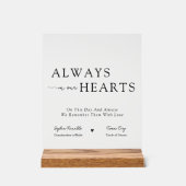 Elegant Always In Our Hearts Wedding Memorial  Acrylschild (Vorderseite)