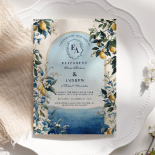 Elegant Amalfi Coast Citrus Wedding Einladung