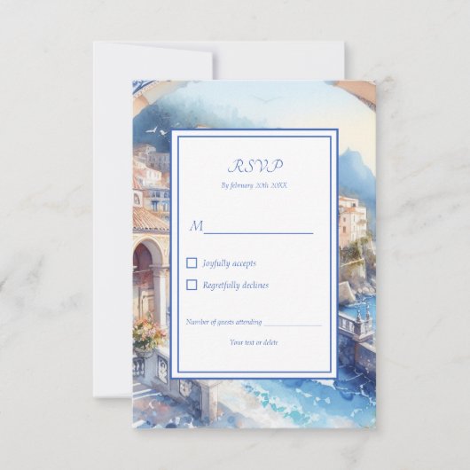 Elegant Amalfi Küste Italien RSVP Karte (Vorderseite)