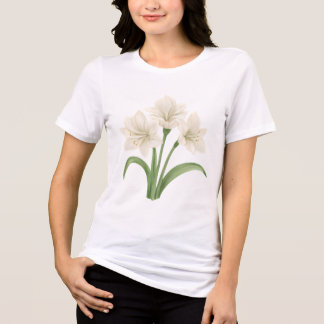Elegant Amaryllis Botanical Floral Tri-Blend Shirt