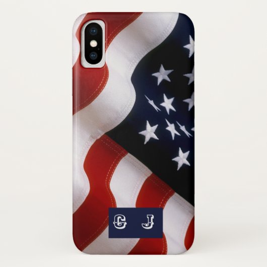 Elegant American Flag iPhone Custom Monogram Case-Mate iPhone Hülle (Rückseite)