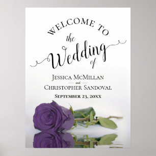 Elegant Amethyst Lila Rose Chic Wedding Willkommen Poster
