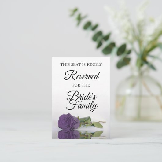 Elegant Amethyst Lila Rose Hochzeit reserviert Platzkarte (Stehend Vorderseite)