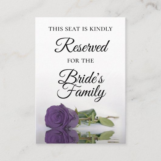 Elegant Amethyst Lila Rose Hochzeit reserviert Platzkarte (Vorderseite)