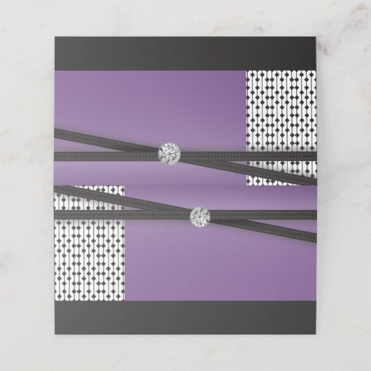 Elegant Amethyst Lila und schwarz Platzkarte (Außenseite Aufgefaltet)