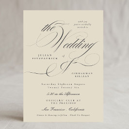 Elegant Ampersand Beige Kohle Die Hochzeit Einladung