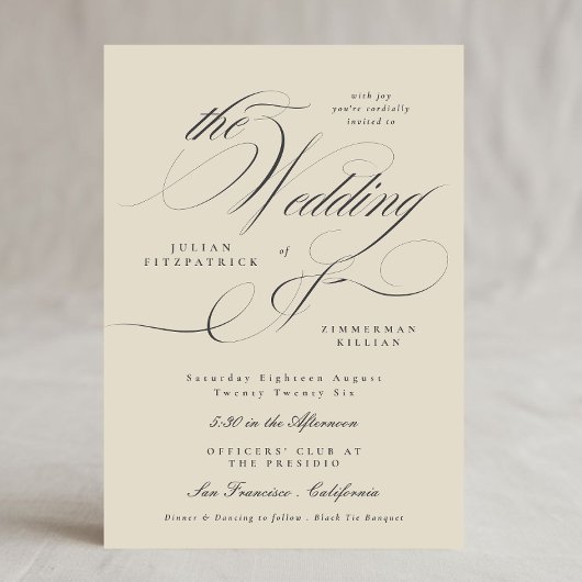 Elegant Ampersand Beige Kohle Die Hochzeit Einladung