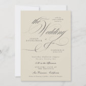 Elegant Ampersand Beige Kohle Die Hochzeit Einladung (Vorderseite)