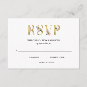 Elegant Ampersand   Gold and Blush Wedding RSVP Karte