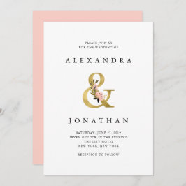 Elegant Ampersand | Hochzeit mit Gold und Blush Einladung