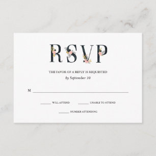 Elegant Ampersand   RSVP für Schwarze und Weiße Ho Karte