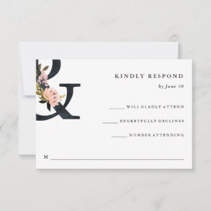 Elegant Ampersand   RSVP für Schwarze und Weiße Ho Karte