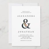 Elegant Ampersand | Schwarz-Weiß-Hochzeit Einladung (Vorderseite)