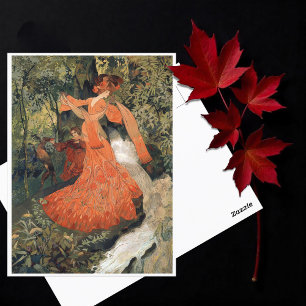 Elegant an einer Quelle, Vintage Postkarte