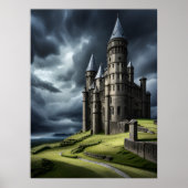 Elegant Ancient Cloudy Skies Mystery Castle AI Poster (Vorne)