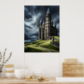 Elegant Ancient Cloudy Skies Mystery Castle AI Poster (Küche)