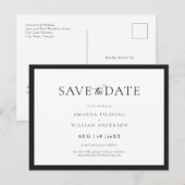 Elegant and Classic Black & White Save the Date Postkarte (Vorne/Hinten)
