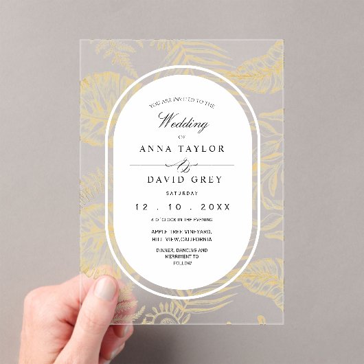 Elegant and Classic Flora Wedding  Acryleinladungen (Insitu (Handheld))