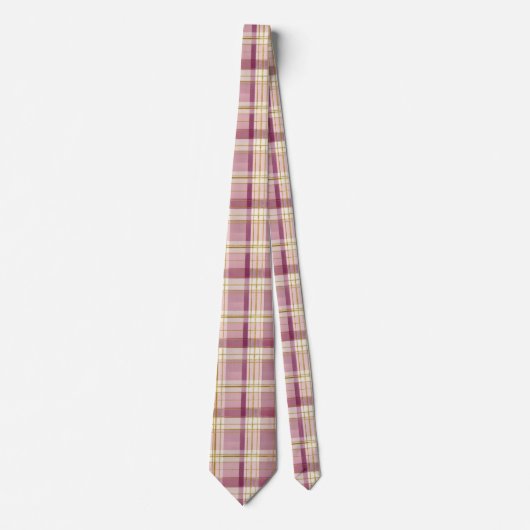Elegant and classic Pink Plaid Gingham Pattern Krawatte (Vorderseite)