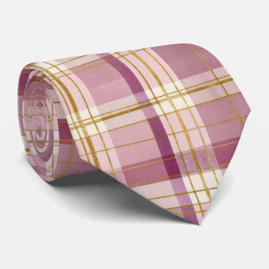 Elegant and classic Pink Plaid Gingham Pattern Krawatte (Gerollt)