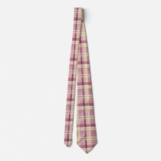 Elegant and classic Pink Plaid Gingham Pattern Krawatte (Rückseite)
