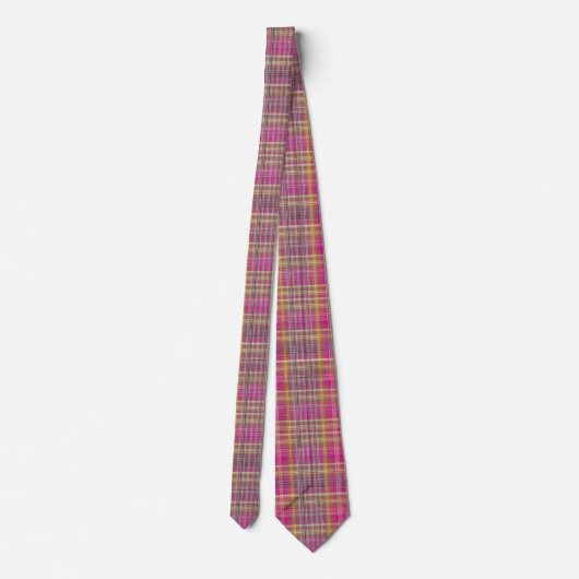 Elegant and classic Pink Plaid Gingham Pattern Krawatte (Rückseite)