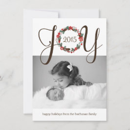Elegant and Classiy Joy Wreath Foto Card Design Feiertagskarte