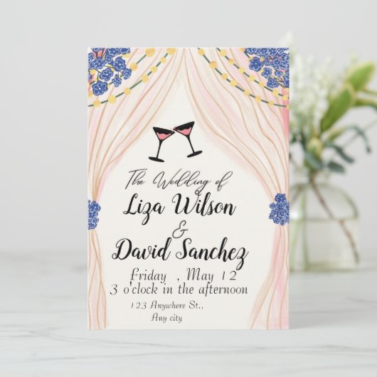 Elegant and dazzling friends and family wedding einladung (Stehend Vorderseite)