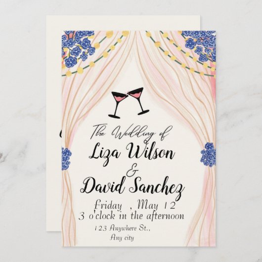 Elegant and dazzling friends and family wedding einladung (Vorne/Hinten)