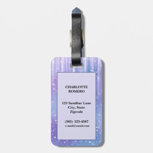 Elegant and Glitzy Purple Sparkle Gepäckanhänger (Rückseite vertikal)