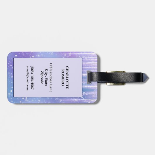 Elegant and Glitzy Purple Sparkle Gepäckanhänger (Rückseite horizontal)