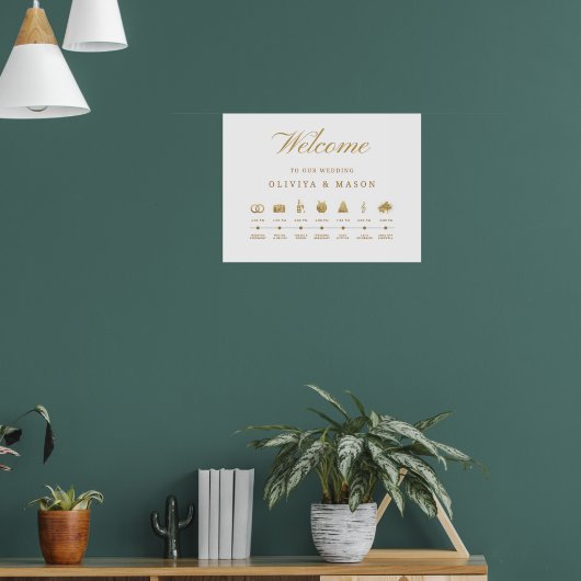Elegant and Minimal Wedding Order of Events Sign Poster (Wohnzimmer 1)
