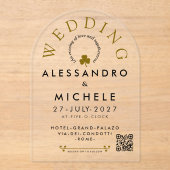 Elegant And Minimalist  Simple Wedding With QR Acryleinladungen (Vorderseite)