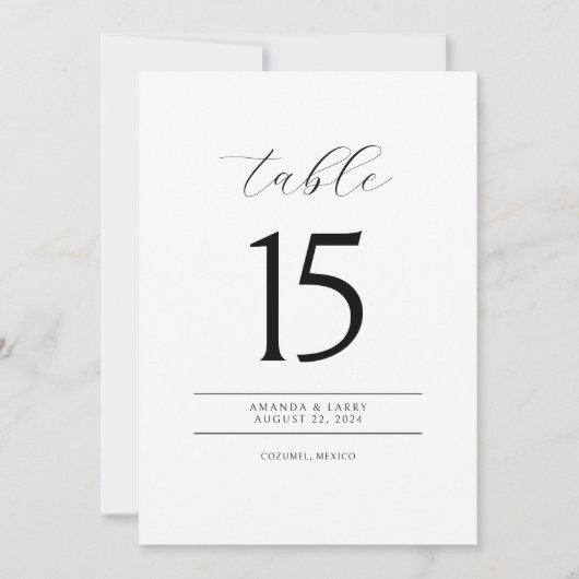 Elegant and Modern Minimalist Table Number Cards Einladung (Vorderseite)