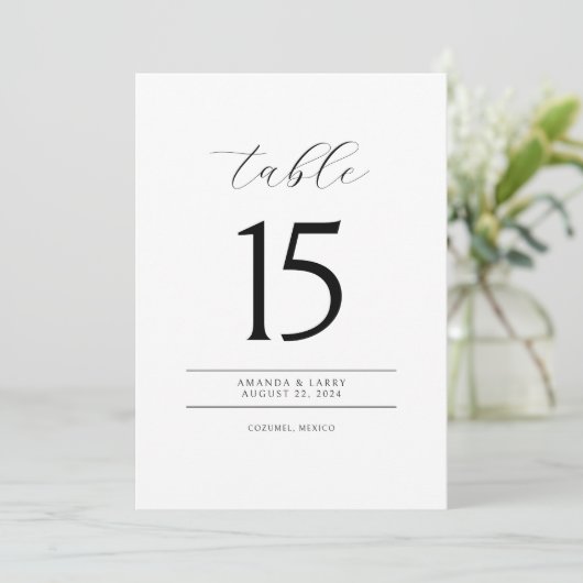 Elegant and Modern Minimalist Table Number Cards Einladung (Stehend Vorderseite)
