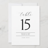 Elegant and Modern Minimalist Table Number Cards Einladung (Rückseite)