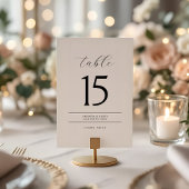 Elegant and Modern Minimalist Table Number Cards Einladung