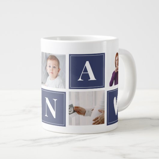 elegant and modern nana photo collage Jumbo-Tasse (Vorderseite Rechts)