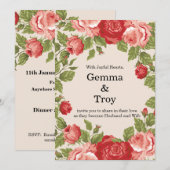 Elegant and romantic, red roses wedding einladung (Vorne/Hinten)