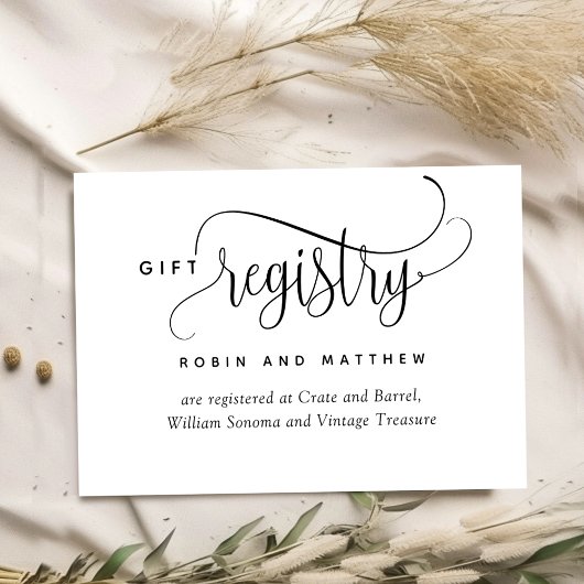Elegant and Romantic Script Wedding Registry Begleitkarte