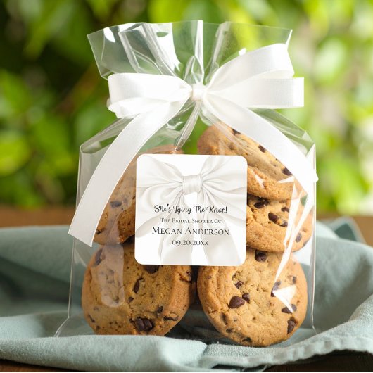 Elegant and Simple Bow Theme Wedding Shower Quadratischer Aufkleber