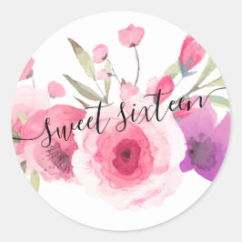 elegant and trendy pink floral typeface runder aufkleber
