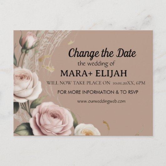 Elegant ändern Sie die Date Wedding Card Einladungspostkarte (Vorderseite)