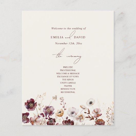 Elegant Anemone Burgundy Wedding (Vorderseite)