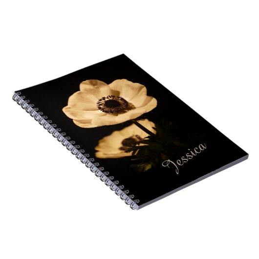 Elegant Anemone Flower Black Personalised Notizblock (Rechte Seite)