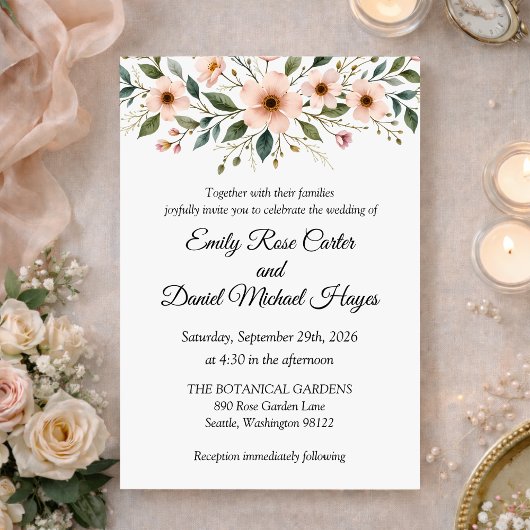 Elegant Anemone Wildflower Botanical Wedding  Einladung