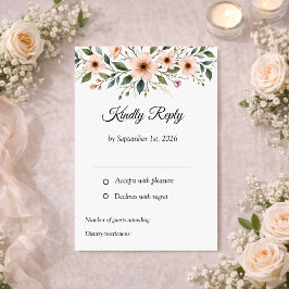 Elegant Anemone Wildflower Botanical Wedding  RSVP Karte